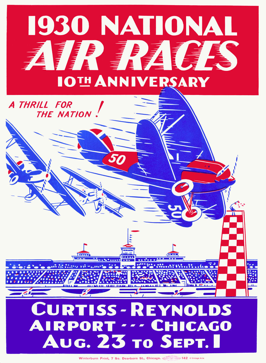 1930 National Air Race Aviation Poster 0000-4012