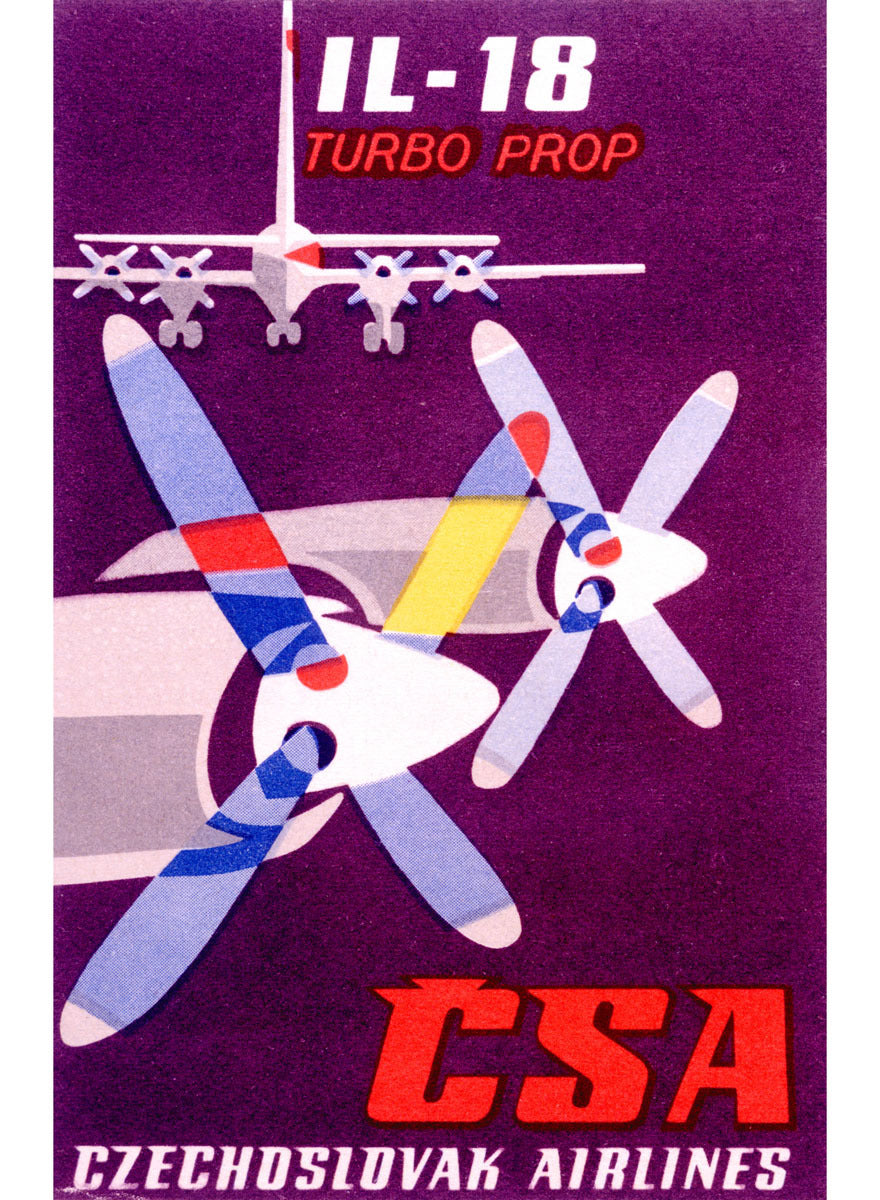 CSA Czech IL 18 Turbo Prop Airline Poster 0000-4608