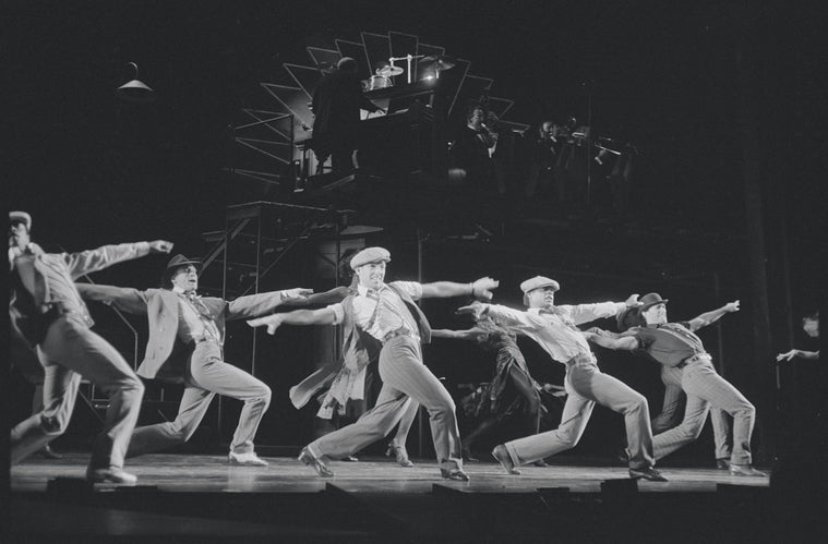 Dancers performing "Beat Me Daddy Eight to the Bar" in the stage production Big Deal