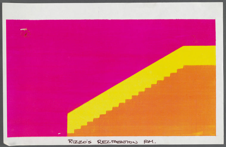 Grease: Set design sketches, with minor annotations by Willa Kim