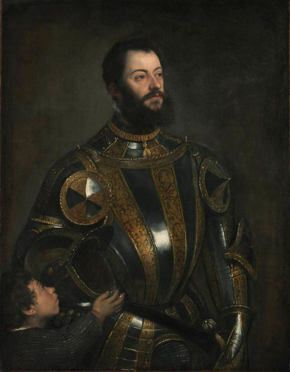 Portrait of Alfonso d'Avalos, Marchese del Vasto, in Armor with a Page Gm-25263801