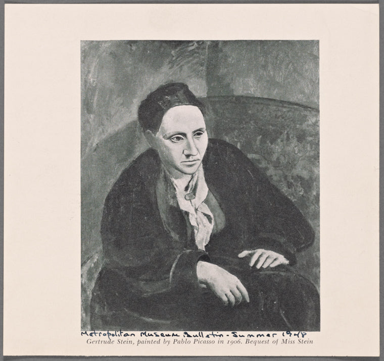 Gertrude Stein, painted by Pablo Picasso in 1906. Bequest of Miss Stein.
