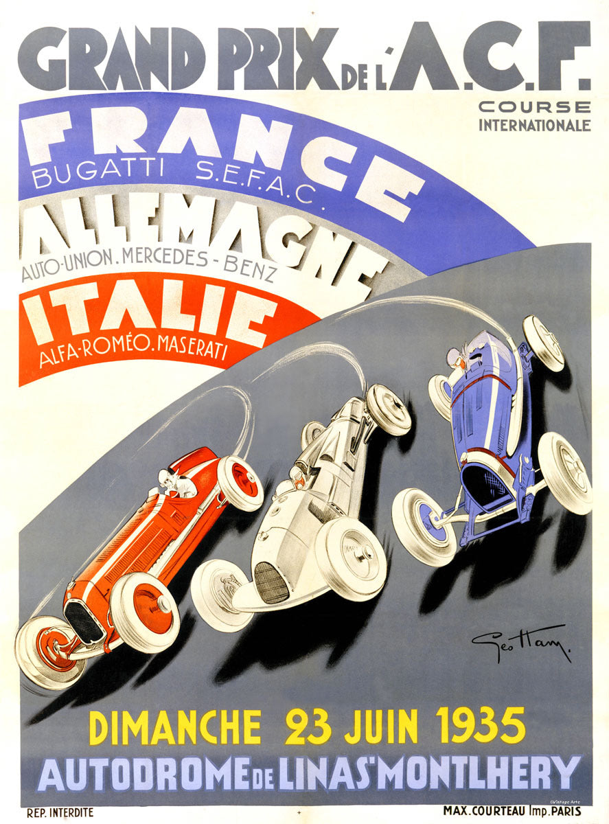 1935 French Grand Prix Race Poster 0000-2741