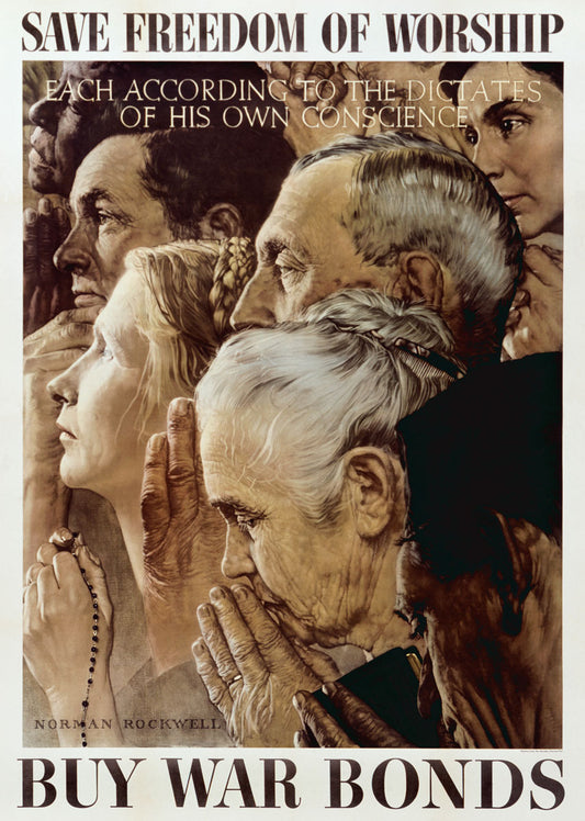 WWII Rockwell War Bond Worship Poster 0000-3853