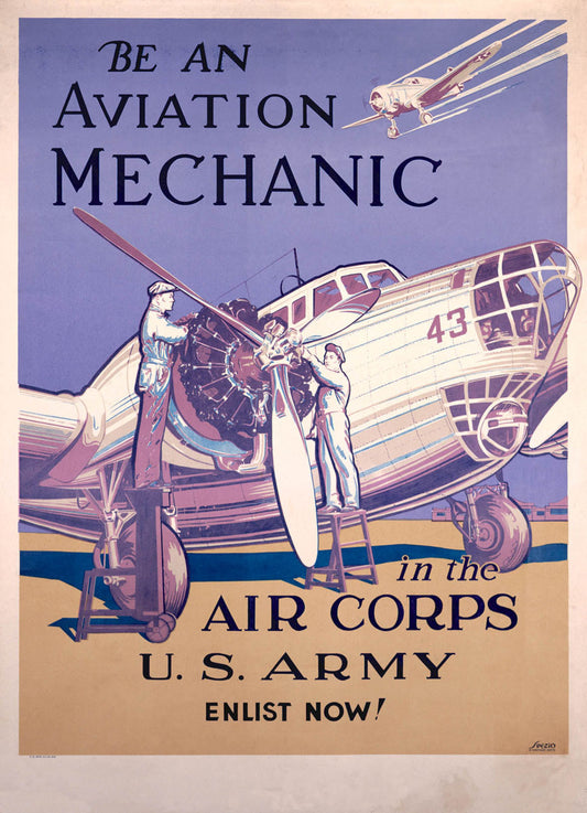 WWII AAF Army Air Corps Aviation Mechanic Poster 0000-4106
