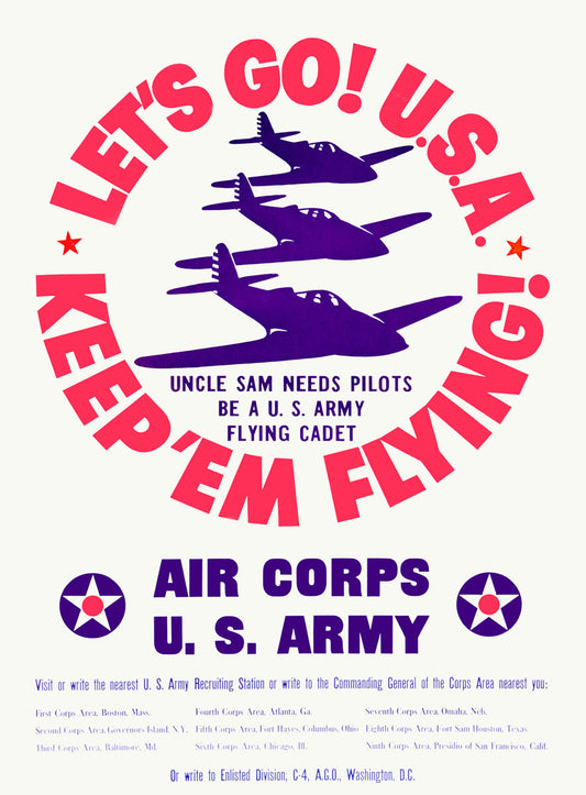 WWII US Army Air Corps 'Let's Go' 0000-4107