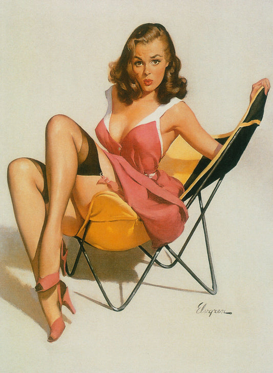 Beach Chair Pin Up Girl Poster 0000-8507