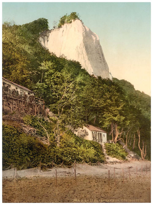 The Konigsstuhl, with fisher huts, Stubbenkammer, Isle of Rugen, Germany 0400-3529