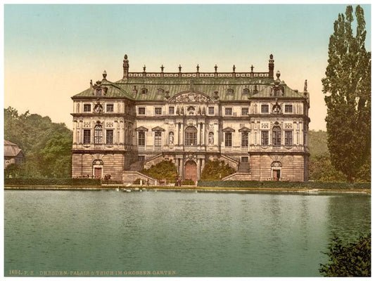 The palace and the pond in the Grand Garden, Altstadt, Dresden, Saxony, Germany 0400-3548