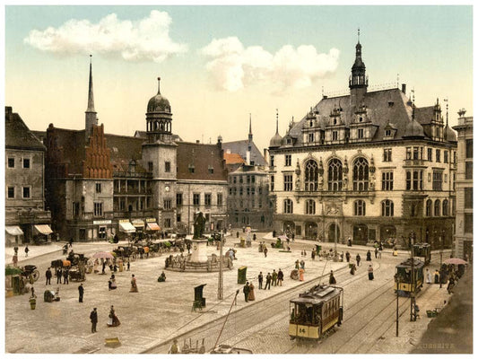 The market place and side of Hotel de Ville, Halle, German Saxony, Germany 0400-3600