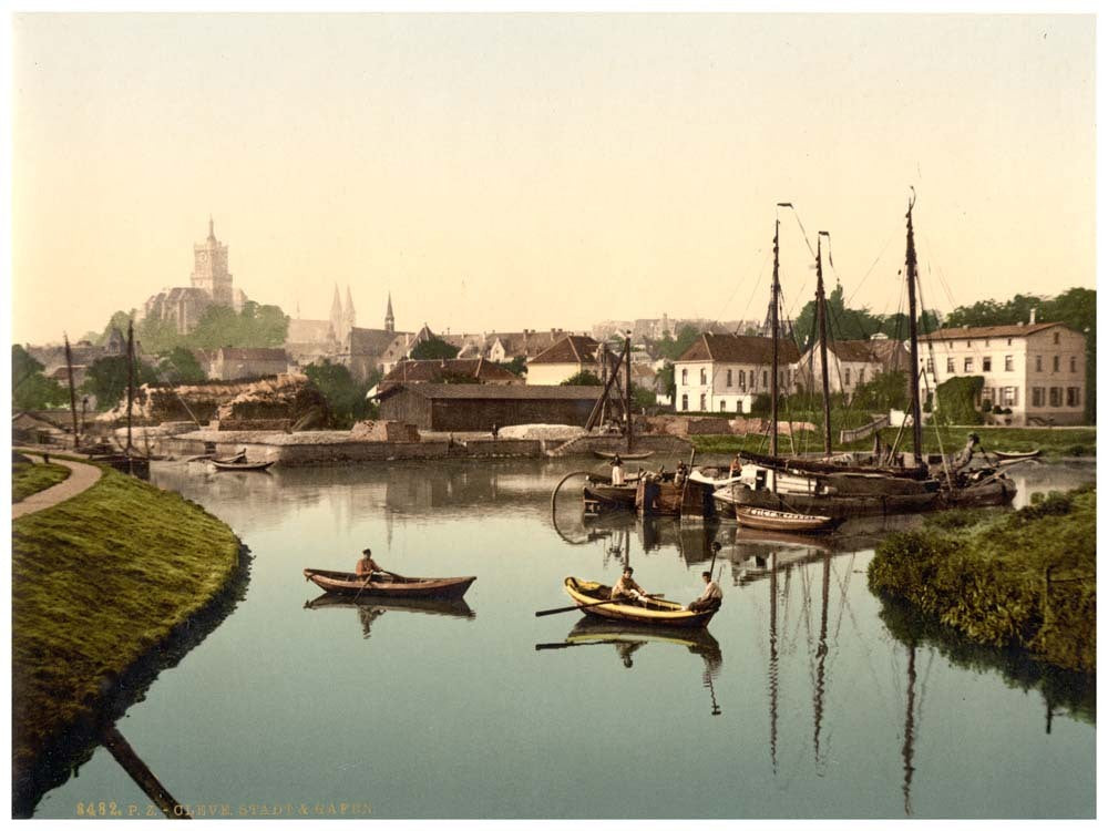 Town and harbor, Cleves, Westphalia, Germany 0400-3758
