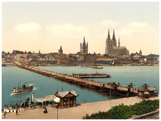 Pontoon bridge from Deutz, Cologne, the Rhine, Germany 0400-4004