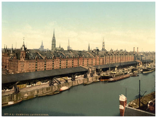 Warehouses at docks, Hamburg, Germany 0400-4193