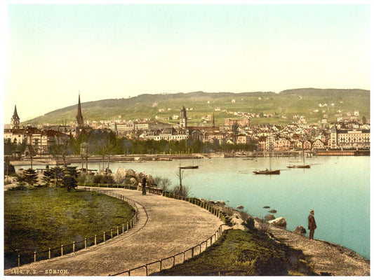 From Alpenquay, with Alpenquay and Zurichberg, Zurich, Switzerland 0400-4562