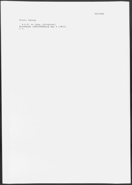 Gilchrist, Mrs. Alexander. ALS to