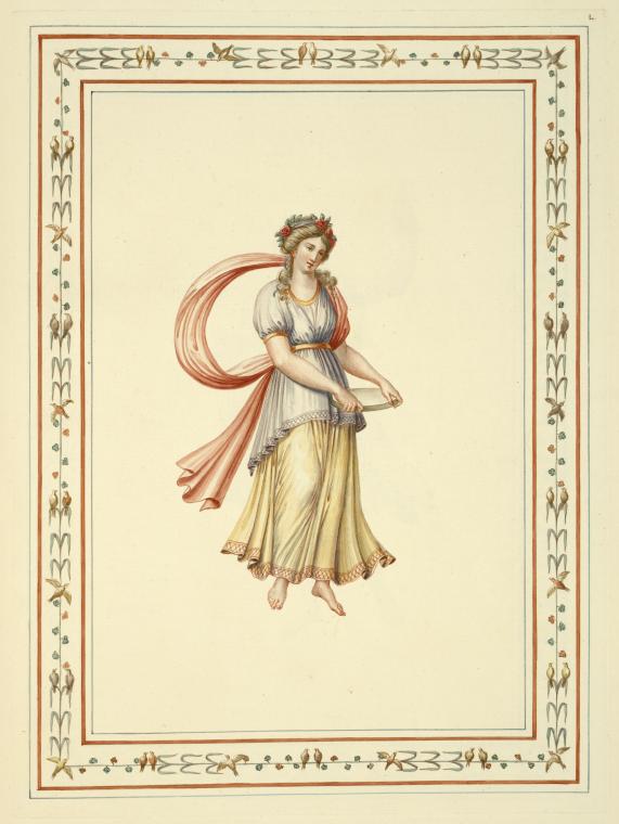 Young woman holding platter.