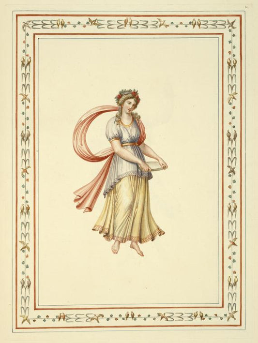 Young woman holding platter.
