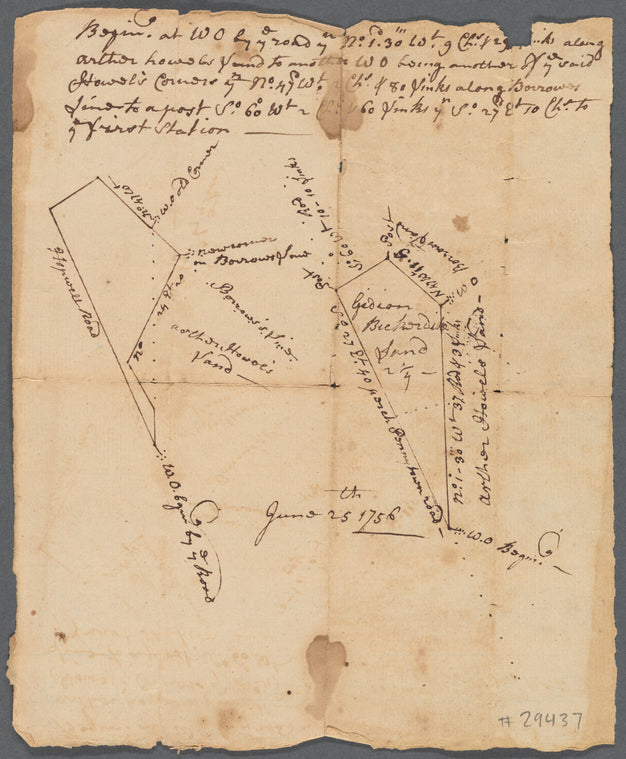 Draught of Gidion's Bickerdike lott (along Hopewell Road and Pennytown Road, probably near Hopewell Township in Mercer County, New Jersey, 1756)