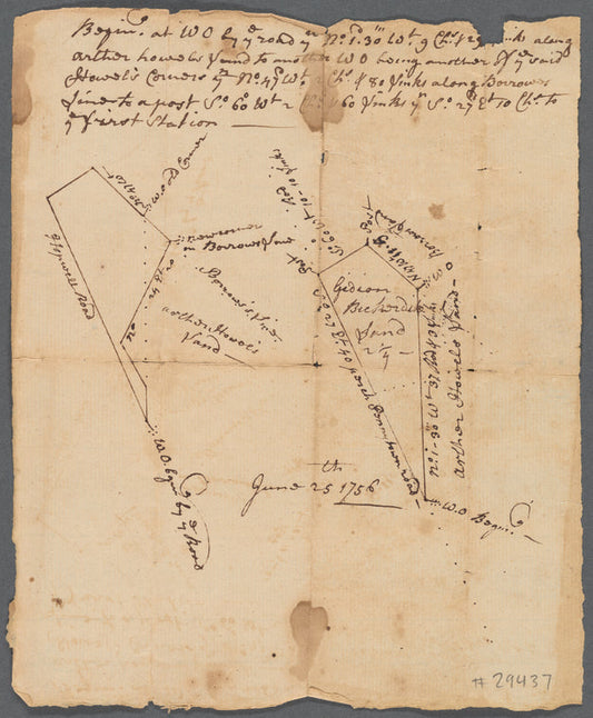 Draught of Gidion's Bickerdike lott (along Hopewell Road and Pennytown Road, probably near Hopewell Township in Mercer County, New Jersey, 1756)