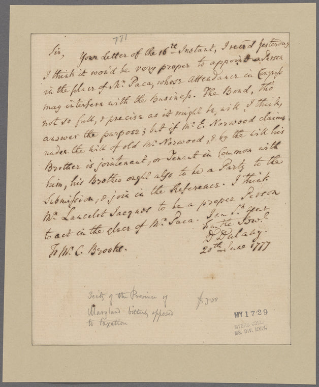 Dulany, D. To C. Brooke
