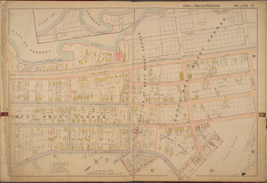 Mount Vernon, Double Page Plate No. 15 [Map bounded by Bronx River, Bronx St., N. 7th Ave., Lincoln Ave., Oak St.]