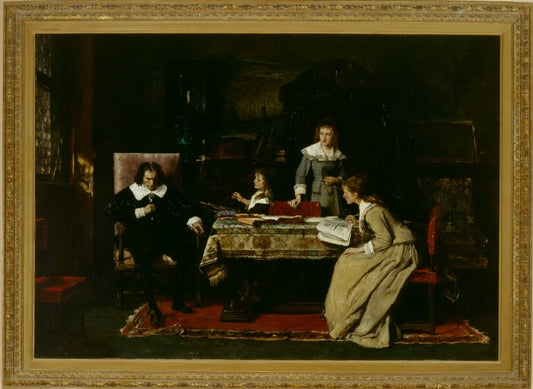 Blind Milton dictating "Paradise Lost" to his daughters