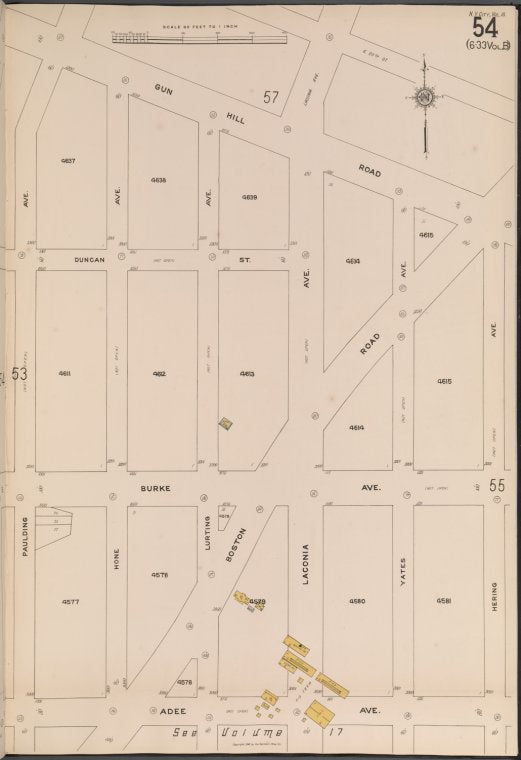 Bronx, V. 18, Plate No. 54 [Map bounded by Gun Hill Rd., Hering Ave., Adee Ave., Paulding Ave.]