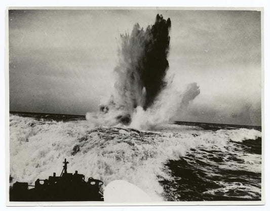 Depth charge exploding in North Sea area.