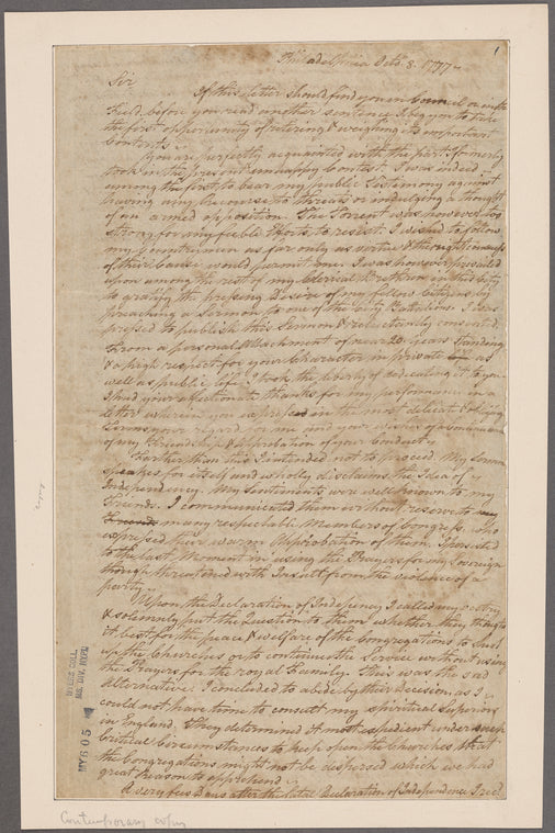 Duché, Jacob. Philadelphia. To George Washington