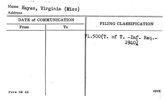 Hayes, Virginia (Miss)