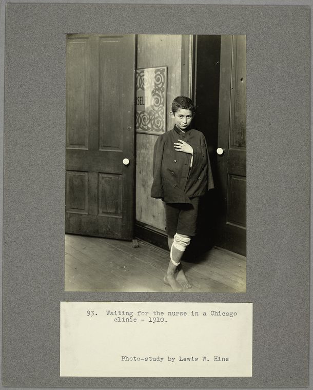 Waiting for the nurse in a Chicago clinic, 1910