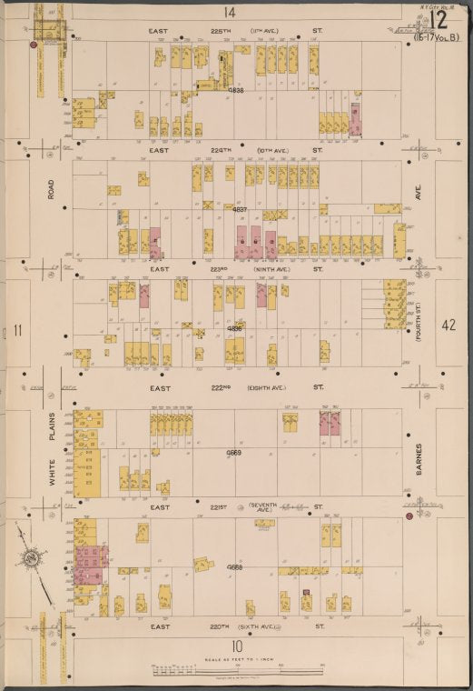 Bronx, V. 18, Plate No. 12 [Map bounded by E. 225th St., Barnes Ave., E. 220th St., White Plains Rd.]