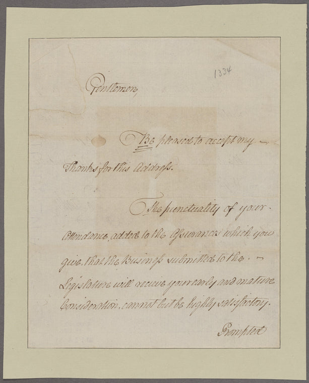 Clinton, George. Albany. To New York Legislature
