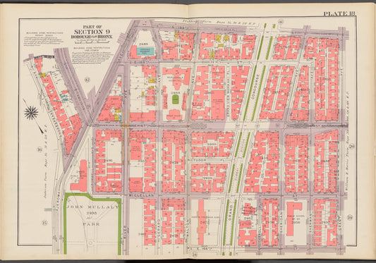 Double Page Plate No. 18, Part of Section 9, Borough of the Bronx: [Bounded by E. 169th Street, Grant Avenue, E. 166th Street, Jerome Avenue and Shakespeare Avenue]