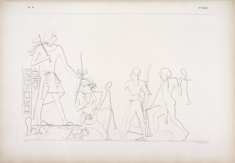 Battaglie e conquiste di Ramses II sopra popoli d'Asia, rappresentate nell'atrio del tempietto di Beit-ualli [Beit el-Wali] in Nubia.
