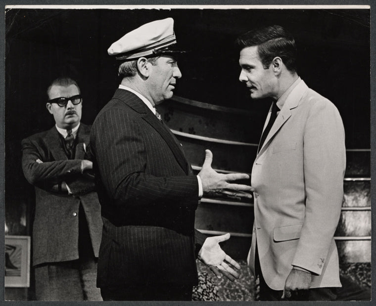 Titos Vandis, Louis Jourdan and unidentified [left] in the stage production One a Clear Day You Can See Forever