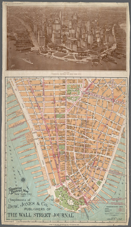 Financial district map of New York City : compliments of Dow, Jones & Co. publishers of the Wall Street Journal