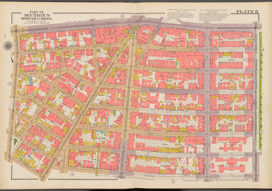 Double Page Plate No. 8, Part of Section 9, Borough of the Bronx: [Bounded by E. 149th Street, St. Anns Avenue, E. 142nd Street, Third Avenue, E. 141st Street and Morris Avenue]