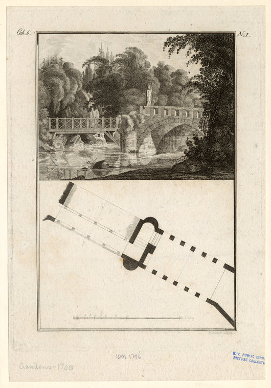 Water garden with bridges
