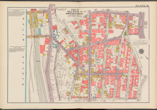 Double Page Plate No. 16, Part of Section 9, Borough of the Bronx: [Bounded by Depot Place, Sedgwick Avenue, W. 169th Street, Boscobel Avenue , Shakespeare Avenue, Jerome Avenue, W. 166th Street and (Harlem River) Sedgwick Avenue]