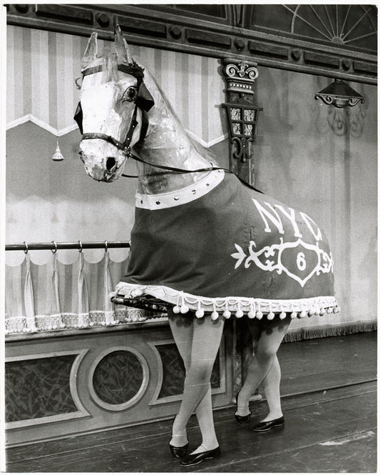 unidentified others wearing horse costume, from the Broadway production of Hello, Dolly!