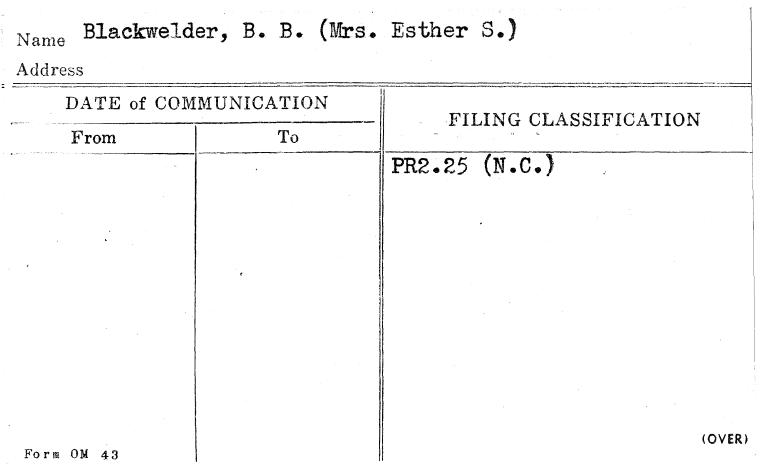 Blackwelder, B.B. (Mrs. Esther S.)