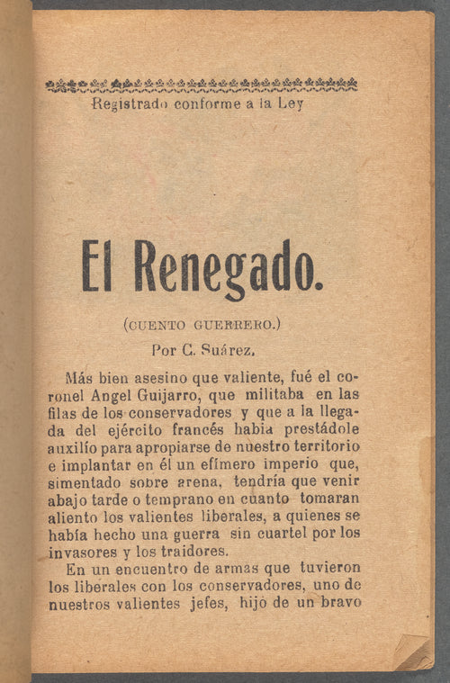 El Renegado. Cuento Guerrero.
