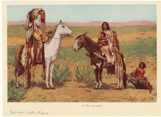 Group of North American Indians riding horses, Great Plains, ca. early 20th century