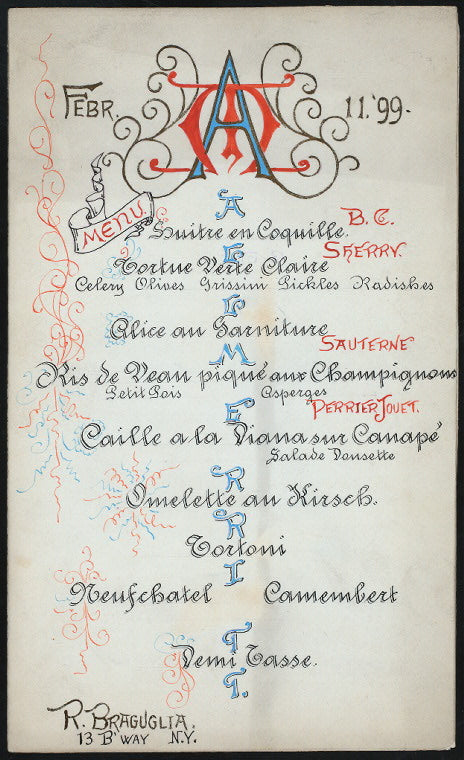 BIRTHDAY DINNER TO MR. ALL. MERITT [held by] R. BRAGUGLIA [at]  (OTHER (PRIVATE HOME):)