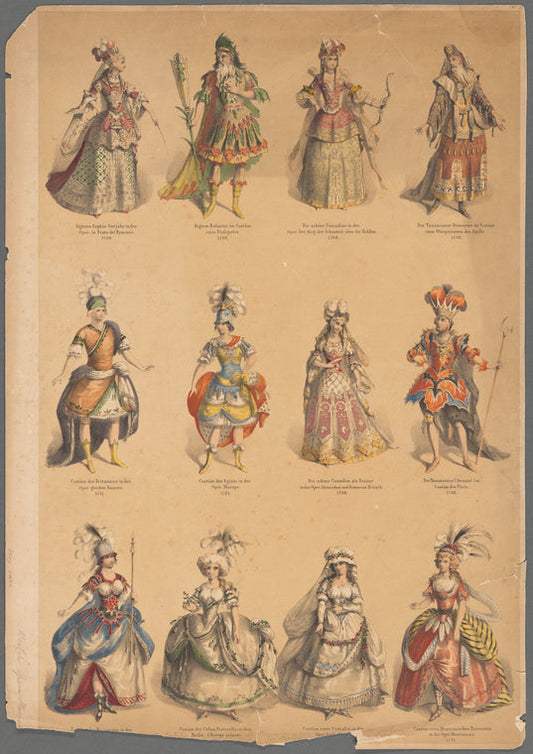 Untitled print with captions in German