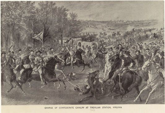 Charge of Confederate cavalry at Trevilian Station, Virginia