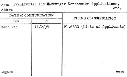Frankfurter and Hamburger Concession Applications, etc.