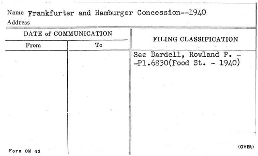 Frankfurter and Hamburger Concession--1940