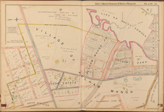 Mount Vernon, Double Page Plate No. 23 [Map bounded by Old Boston Post Rd., Dunham Ave., E. 6th St., Highland Ave., Jackson Ave.]